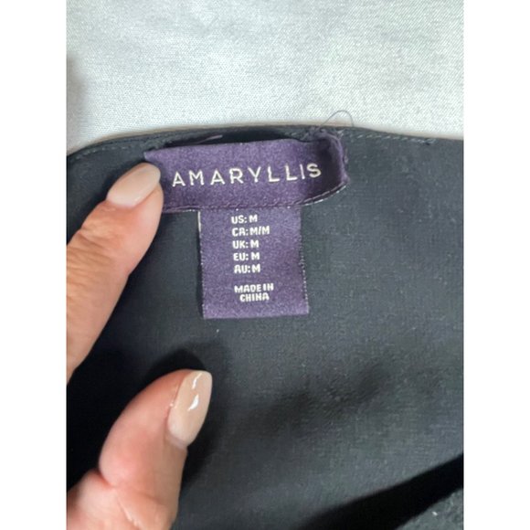 Amaryllis Spaghetti Strap Feather Trim Blouse Black Size M - Picture 3 of 5